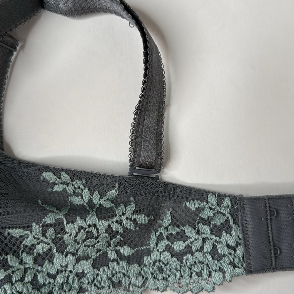 NWOT Wacoal Embrace Lace Plunge Convertible Contour Demi Bra 34D Grey Aqua - Picture 11 of 11
